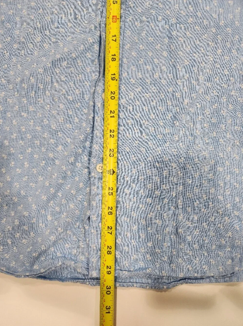 Banana Republic Blue Floral 100% Linen Camden Fit Short Sleeve Shirt Size L